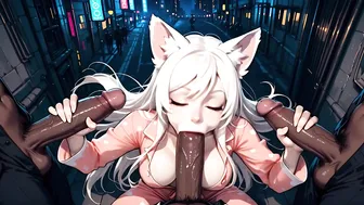 Tsubasa Hanekawa in Public Group Hentai Scene