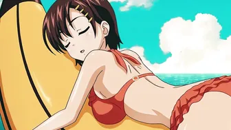 Blonde Character in Anime Beach Hentai Scene