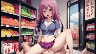 Pink-Haired Schoolgirl Hentai in Convenience Store