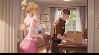 AI-Generated Anime Courier and Young Woman Encounter