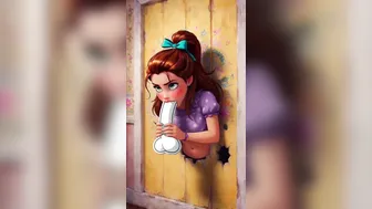 Cartoon Animation of a Beauty Stuck in the Door