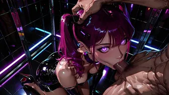 Cyberpunk-Themed Hentai Video in Club Bathroom