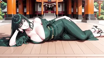Serene Deep Green Kimono in Japanese Style