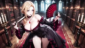 Gothic Witch in Black Gown by Candlelight