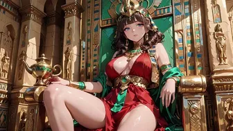 Regal Egyptian Queen on Golden Throne