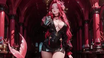 Redhead Mermaid Queen in Underwater Palace