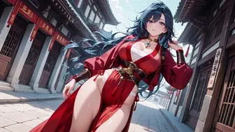 Blue-Haired Samurai in Quiet Bamboo Grove