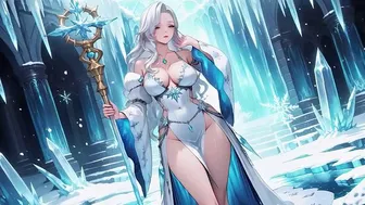 Silver-Haired Ice Mage Within Crystal Hall