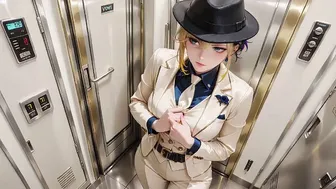 Beige Suit Conductor on Vintage Train