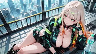 Blonde Cyberpunk Agent in Neon Rain