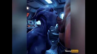 Blue Cartoon Character in Magical Fantasy Scene