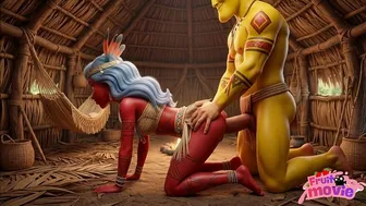Indian Girl Moranguete in Cabin with Batatudo