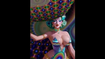 Psychedelic Cartoon Burlesque Dance in Cosmic Style