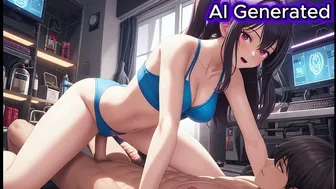 Cyberpunk Cartoon Woman with Purple Hair in Van