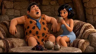 Flintstones Parody Caveman Cartoon in AI-Generated Style