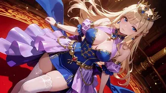 Dreamy Blonde Princess on Red Velvet Throne