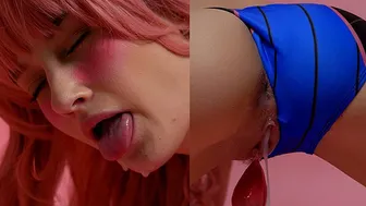 Kawaii Pink-Haired Anime Girl in Solo Swimsuit Scene