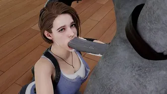 Jill Valentine with Mr X in Resident Evil Cartoon