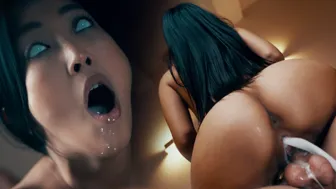 Mesmerized Asian Woman in Role Play Scenario