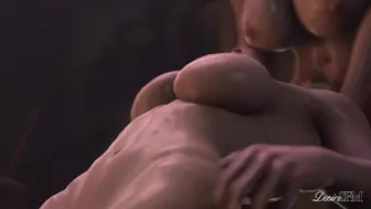 Triss Futanari in Animated Witcher Scene with Blondes