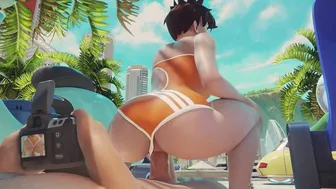3D Animated Tracer Beach Scene from Overwatch