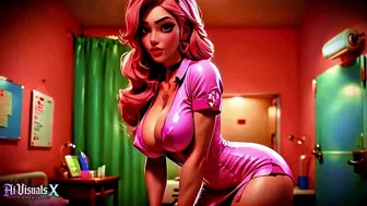 3D AI Generated Animation of Pink Haired Nurse