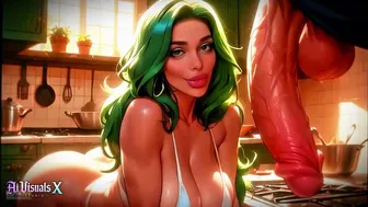 Green-Haired MILF Kitchen Tease (AI Animated)
