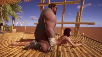 AI-Generated Cartoon with Asian Woman and Larger Man