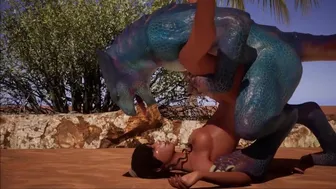 Furry Lizard Brunette Cosplay in Outdoor Animation