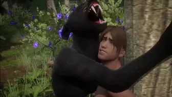 Black Panther Fursuit Animation in Woodland Setting