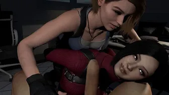 Jill Valentine Helps Ada Wong Have A Threesome