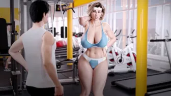Horny MILF Stepmom Sucks Stepson's Big Cock After Workout