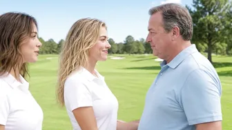 Rich Man and Two Teens on a Quiet Golf Course